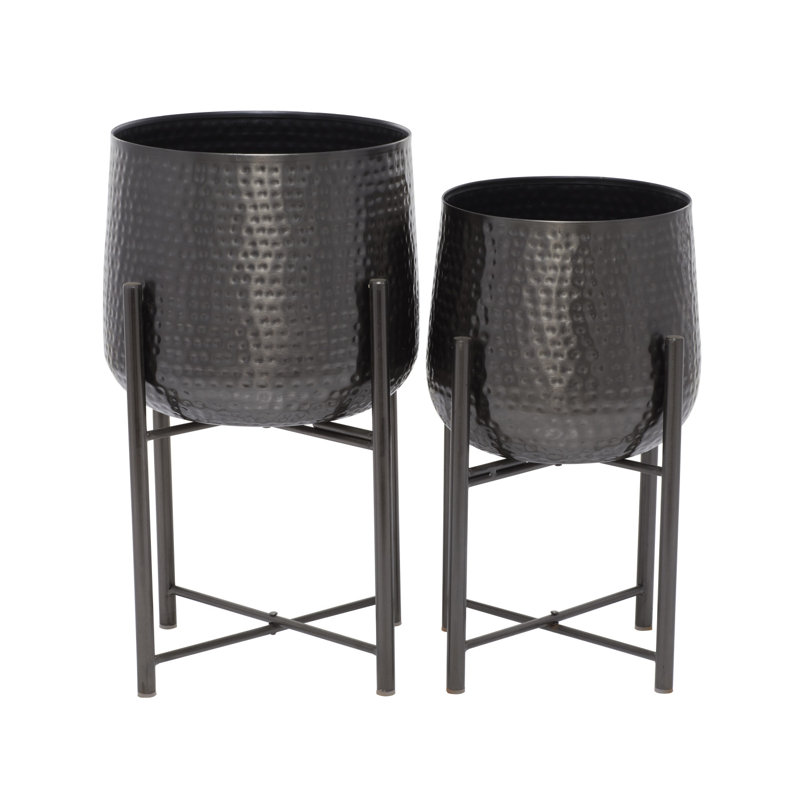 Ensemble de pots à fleurs 2 pièces CosmoLiving par Cosmopolitan, Noir