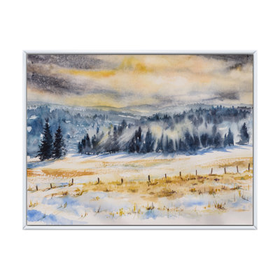 Paysage d'hiver avec des arbres enneigés - Peinture sur toile