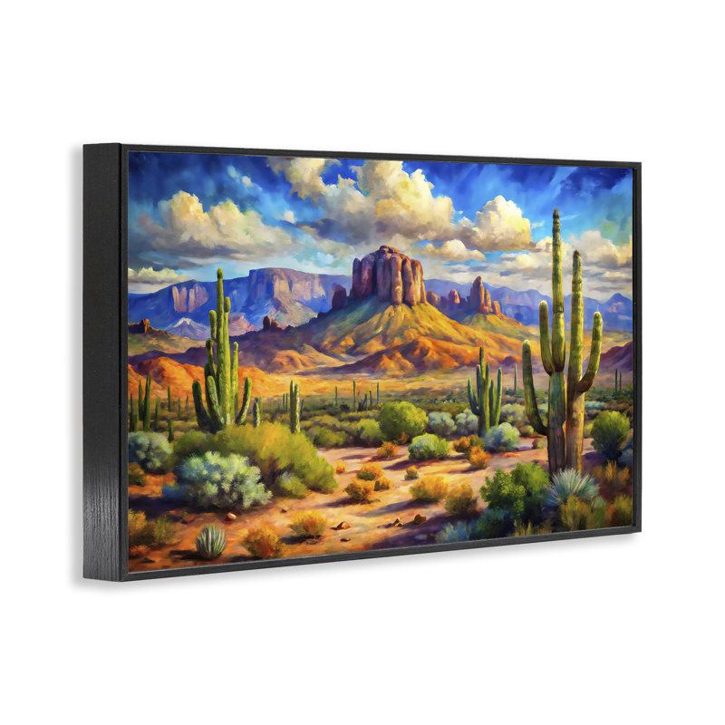 Estampe numérique majestueuse du désert de Saguaro, dessin de Creative Studio, 16 x 24, Midnight Black Giclee Framed