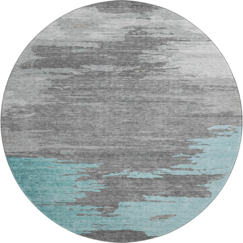 Premium Machine Washable Ansley Abstract Rug, Round 8'