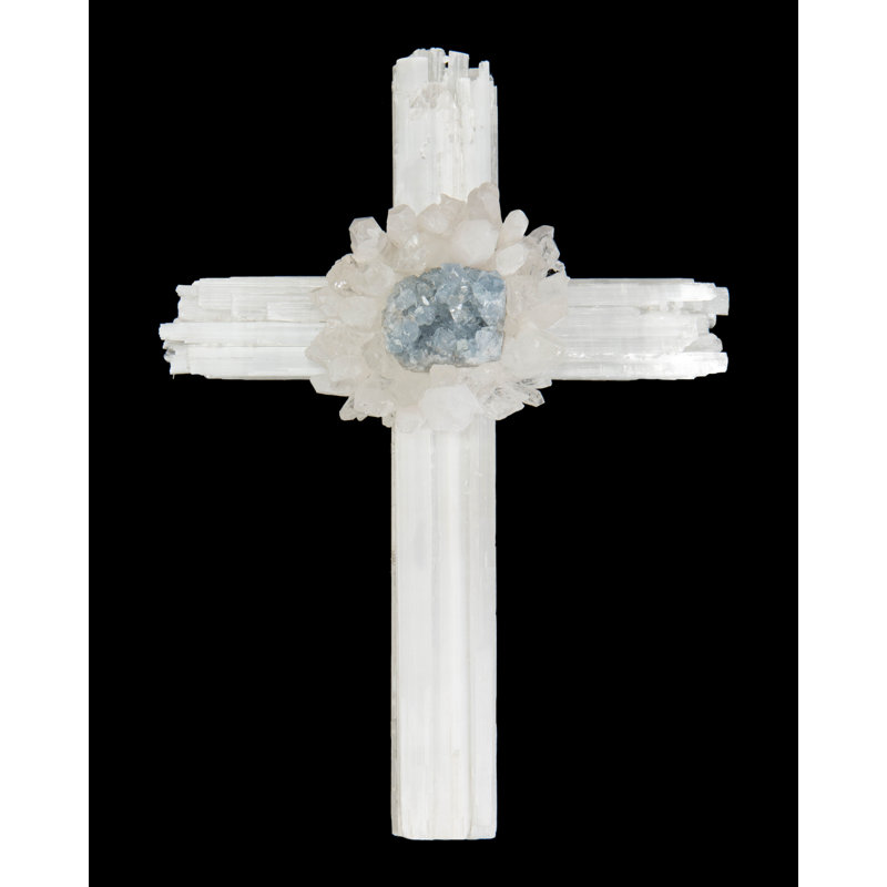 Décoration murale en croix avec céleste Selenite