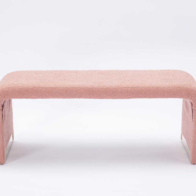 Dant Boucle Fabric Upholstered Bench Ottoman, Pink