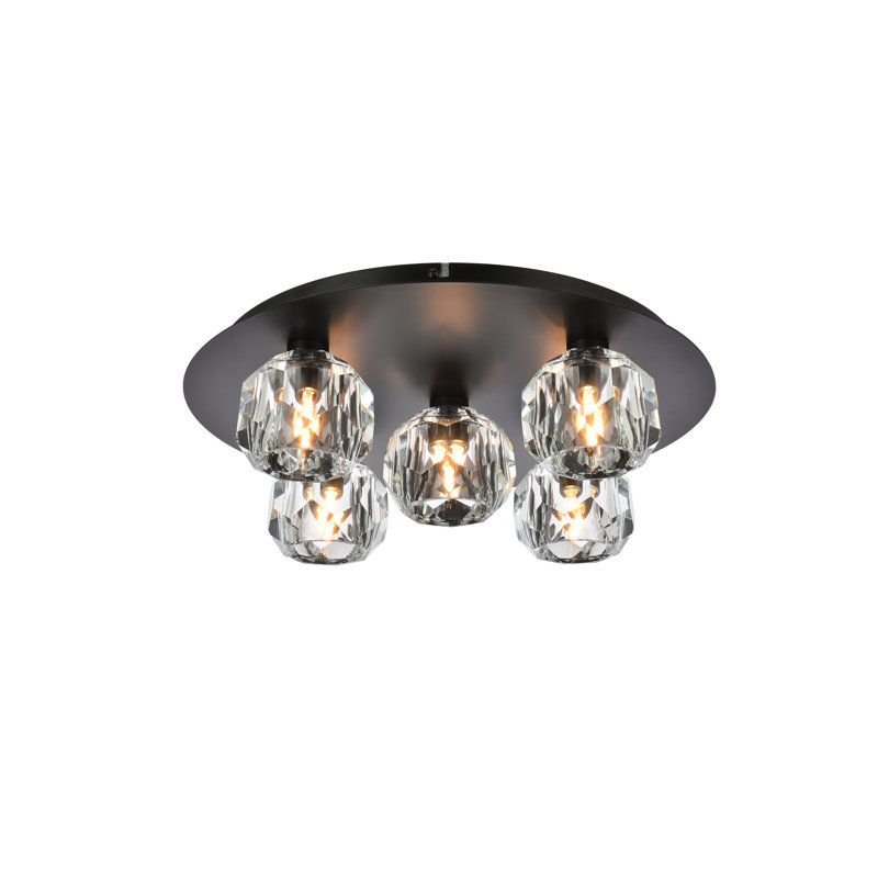 Plafonnier encastré en cristal Whitchurch, 5 lumières, Nickel, H 4 po x l 16 po x P 16 po