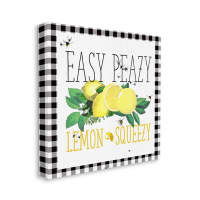 «Easy Peazy Lemon Squeezy Kitchen Humor Plaid Word Design» par the Evening Evening Post - impression d'art graphique