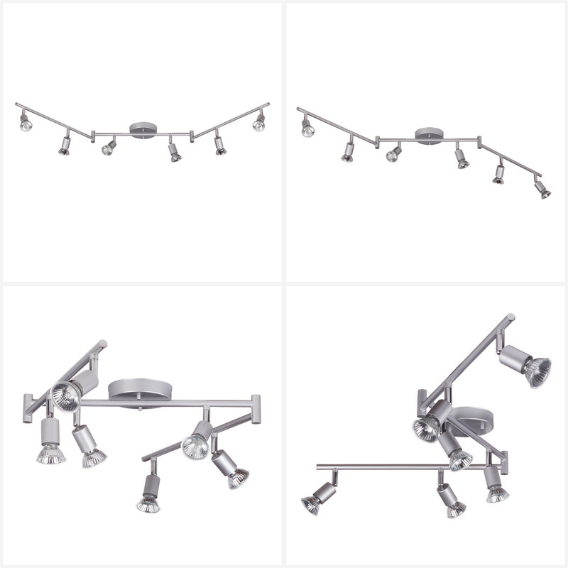 Matte Silver Adjustable 47.24'' 6-Light Foldable Track Lighting