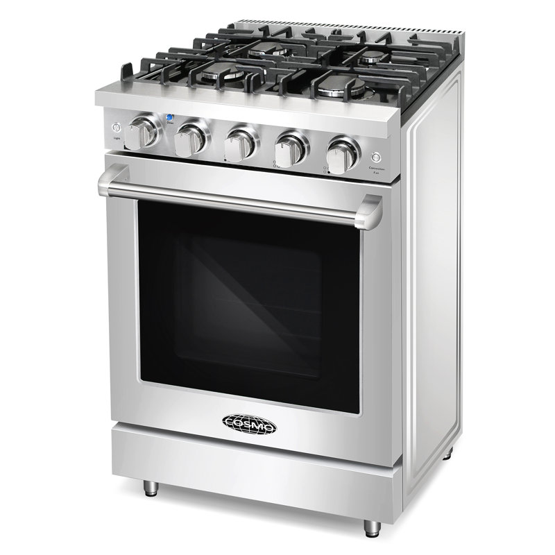 Cosmo 24 in. Haven Collection 3.73 cu. ft. Gas Range with 4 Sealed Burners, Cast Iron Grates, Convection Oven, Stainless Steel
