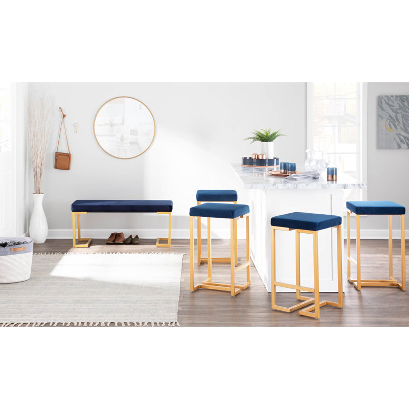 Freea Upholstered Counter Stool with Metal Frame, Royal Blue