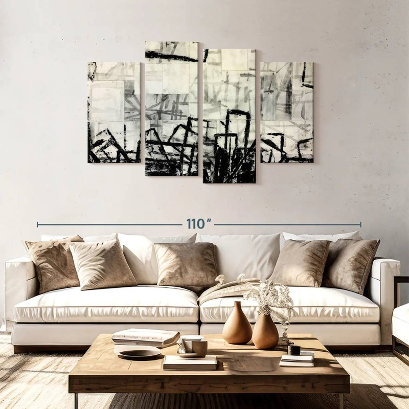 Avery Black And White Abstract, 48'' H x 75'' W