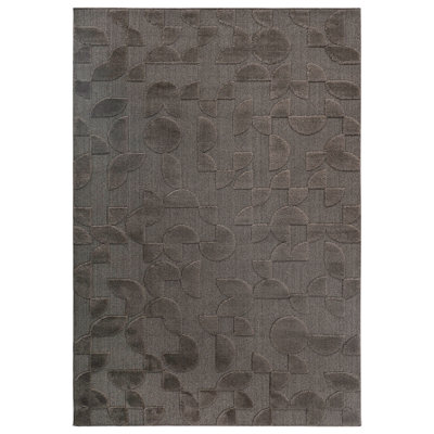 High-Low Brown Indoor Area Rug, 2'x3', Modern, Contemporary, Geometric, Bohemian, Bedroom, Kitchen, Living Room, Doormat, Non Shedding Carpet