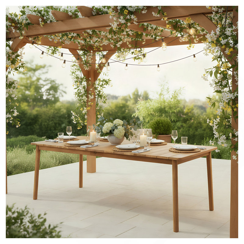 Table de salle à manger d'extérieur en bois d'acacia L 79 po (finition teck)