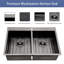 Double Bowl Drop In Sink- 33"X22" Gunmetal Black  Double Bowl Kitchen Sink 16 Gauge With Two 9" Deep Basin
