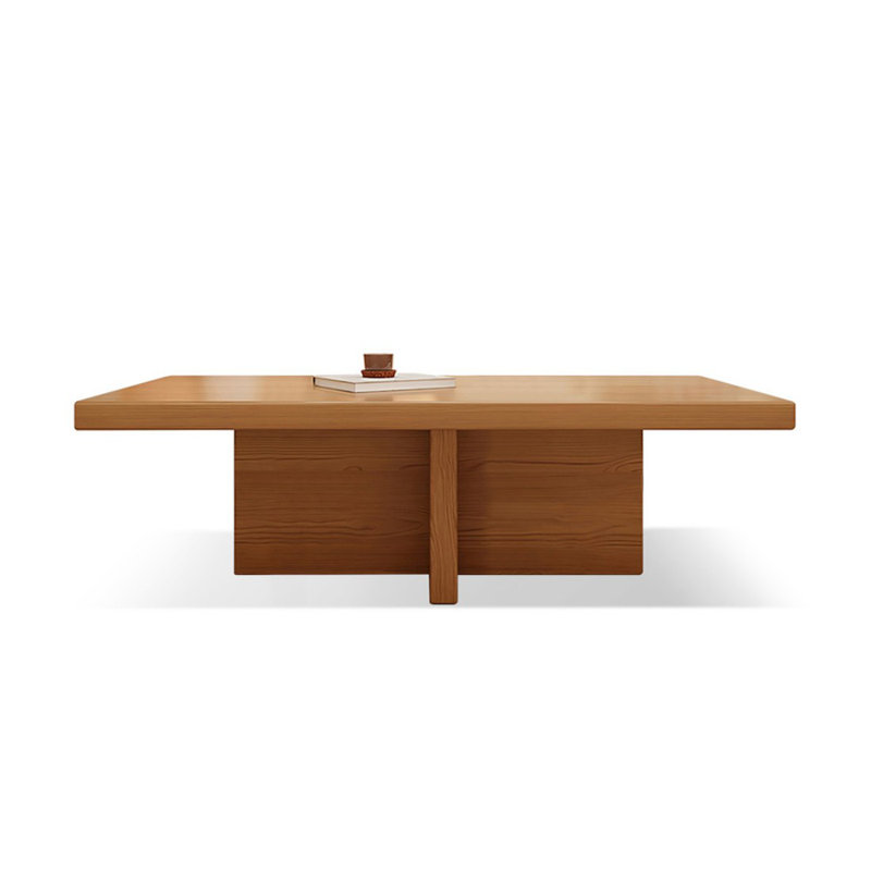 Brown Solid Wood Rectangular Coffee Table, 17.72" H x 55.12" L x 27.56" W
