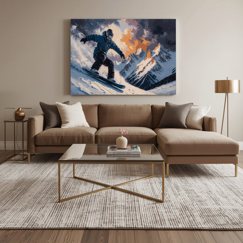 Sports, planche à neige grise, art mural, H 11 po x l 14 po