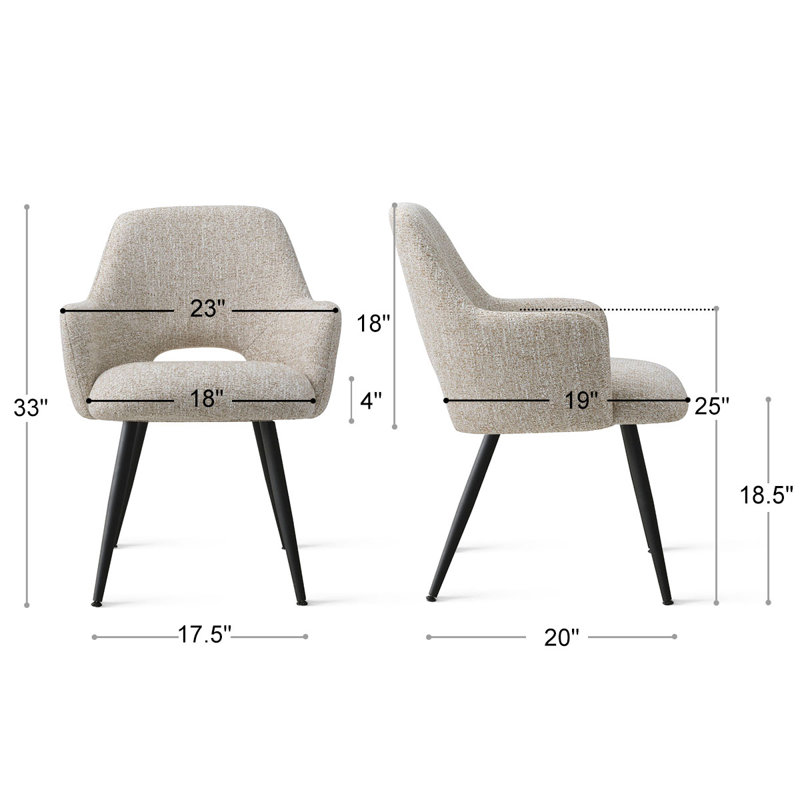 Ommy Upholstered Dining Arm Chairs, Oatmeal