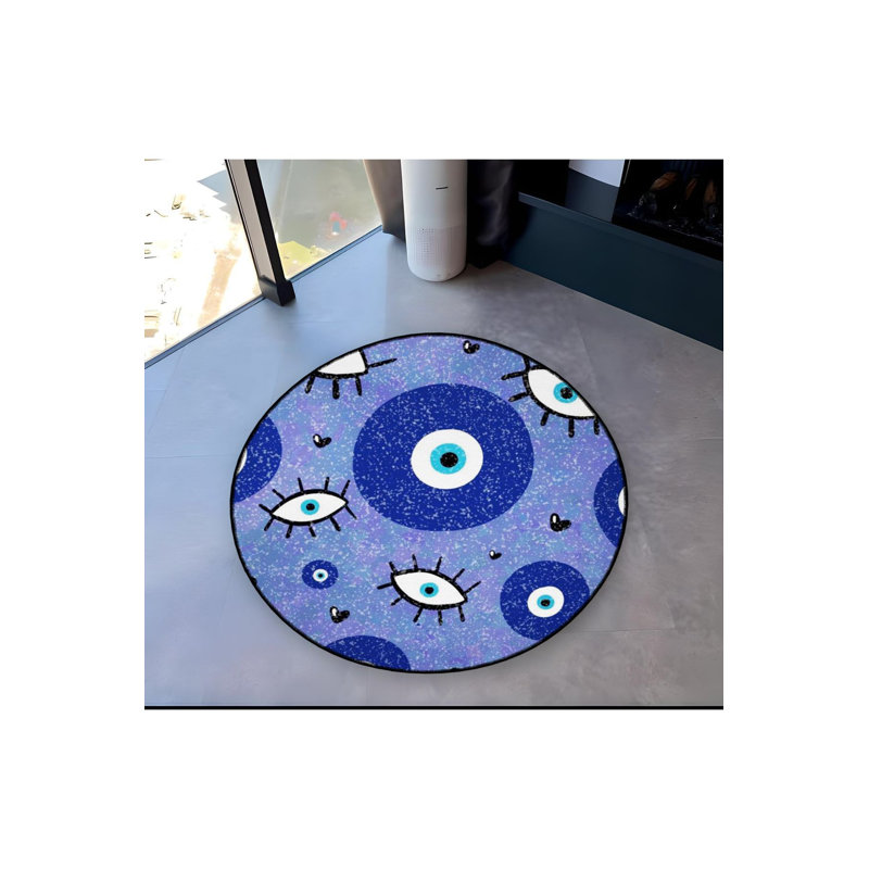 Tapis rond rond lavable à la machine, Sous-tapis rond 3 pi 3 po inclus