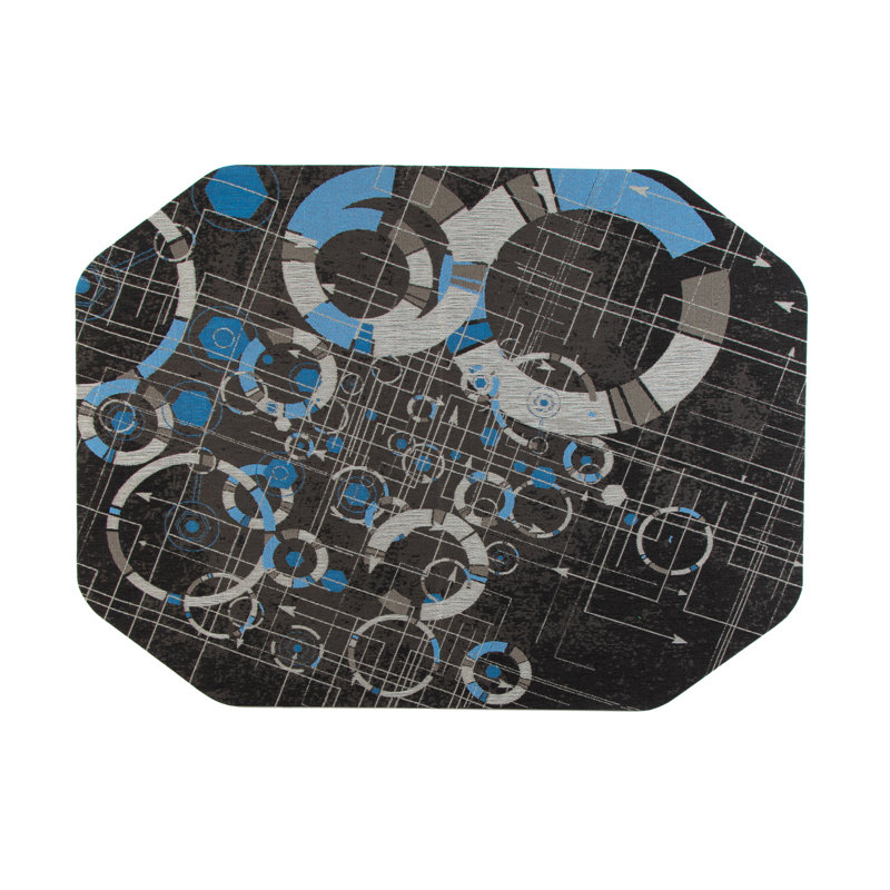 Tapis de chaise de jeu réfracté octogonal antidérapant, Bleu