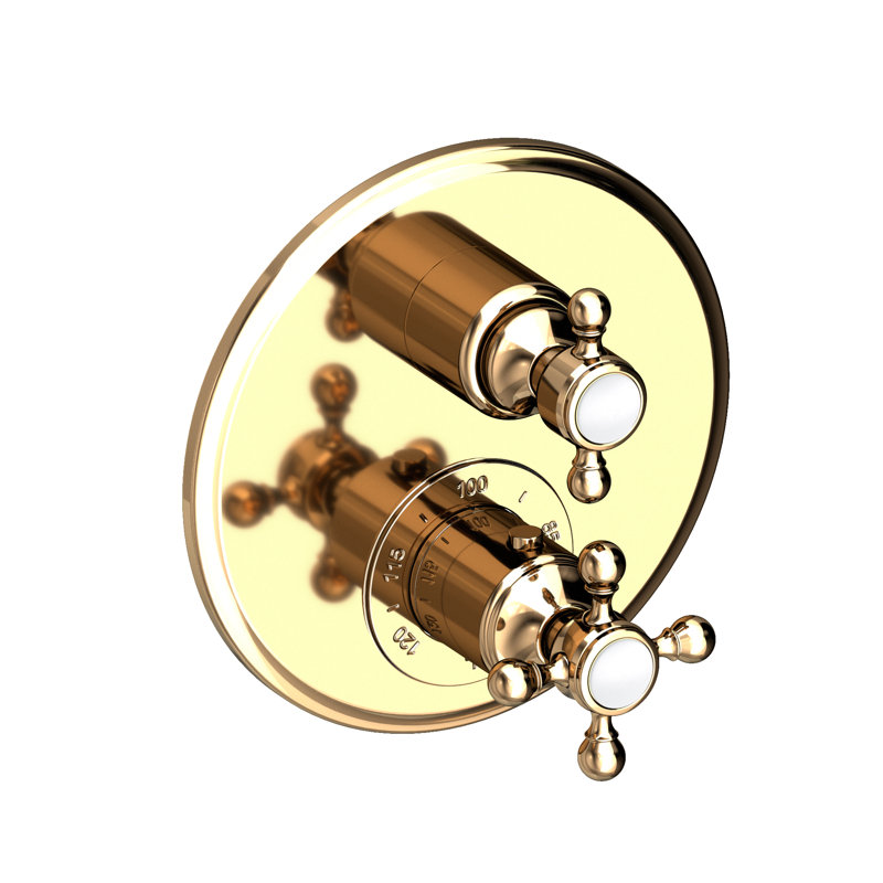 Astor 1/2" Round Thermostatic Trim Plate With Handle, French Gold (PVD)