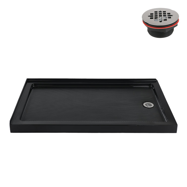 Streamline NT-2154-60BL-RH 60 in. x 36 in. Corner Acrylic Shower Base in Glossy Black with Right Hand Drain, ABS Drain Included