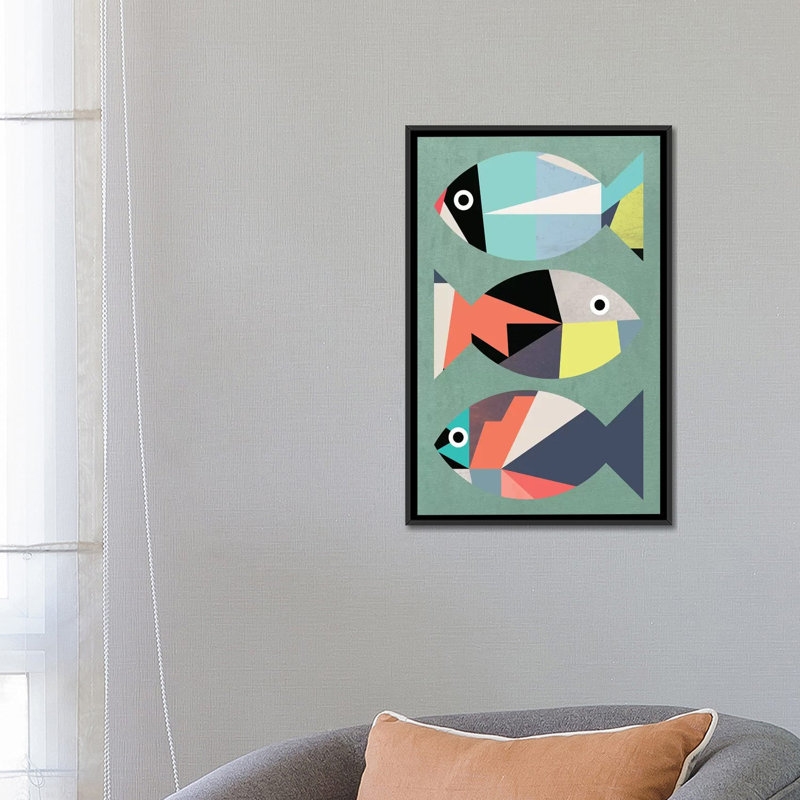 " Little Fish " by Susana Paz, 26" H x 18" W x 1.5" D, Black Framed Canvas, No Mat