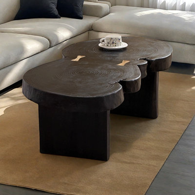 Wabi-sabi solid wood custom-shaped coffee table