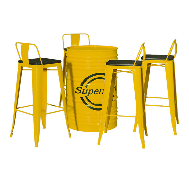 Kailla Pedestal Dining Set, Yellow, Yellow, 5