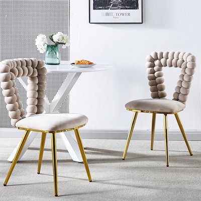 Fauteuil à dossier confortable avec tissu et cadre dorés pour le salon, café rembourré avec pieds thermolaqués