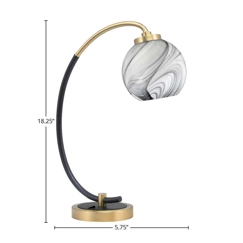 Lampe de bureau Wagley, Noir mat / laiton