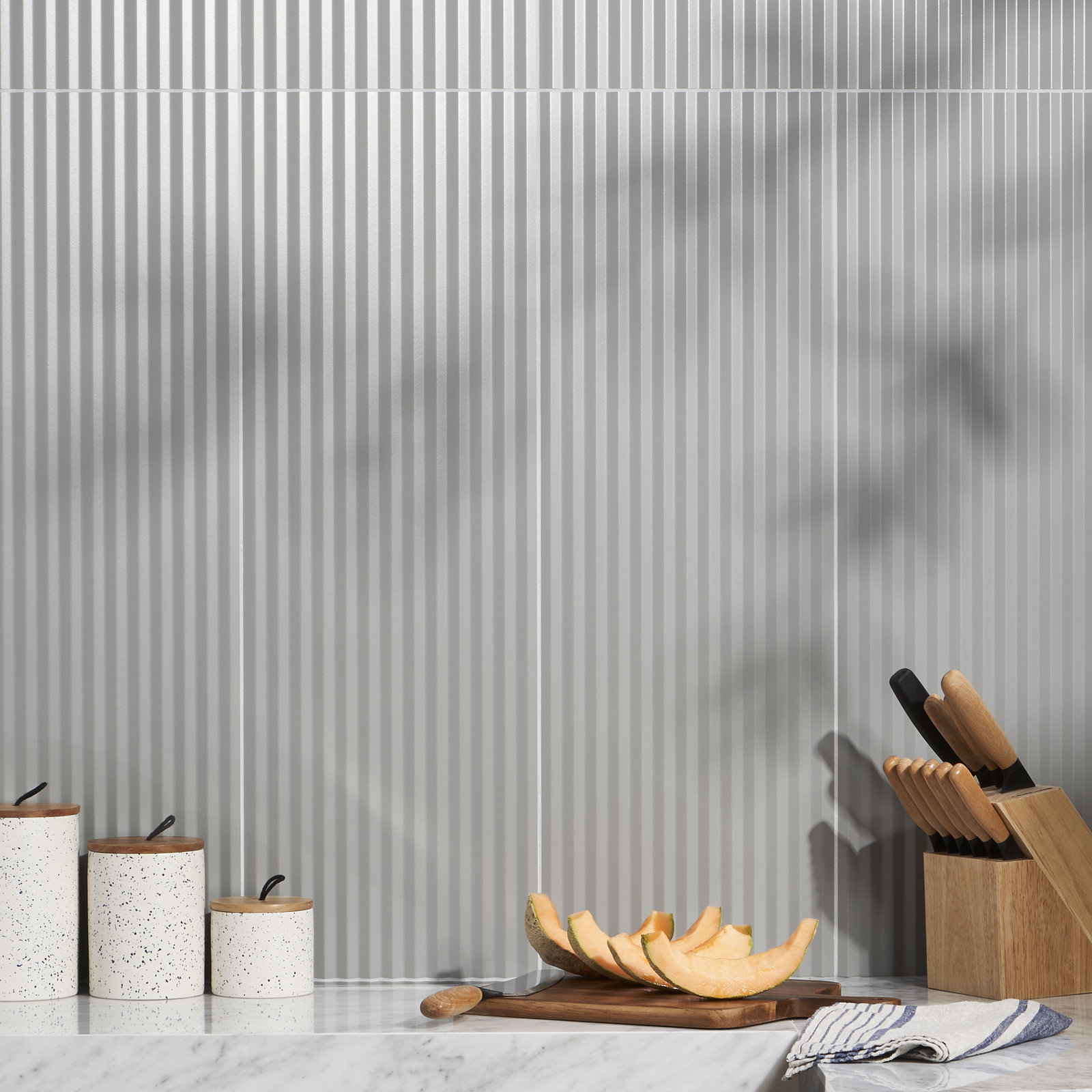 Linear 11" x 35" Ceramic Wall Tile, Lunar Gray