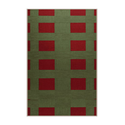Machine Washable Checkered Brown Area Rug