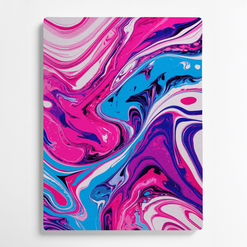 Art abstrait abstrait en métal rose 29, H 8 po x l 10 po