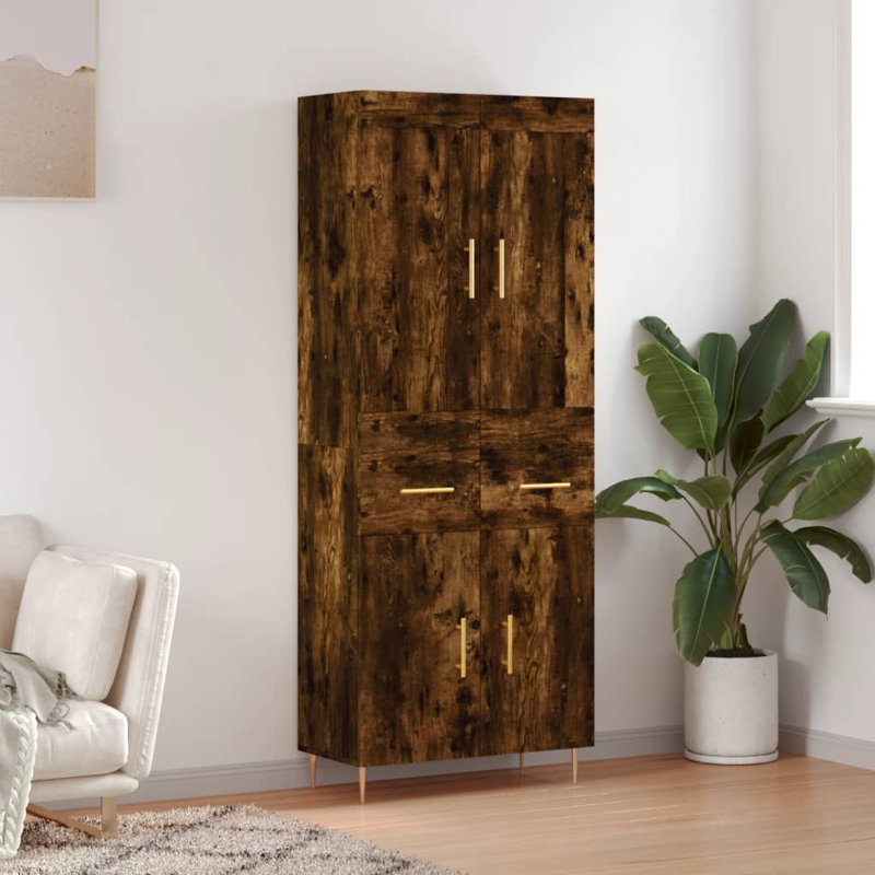 Plagido 69.5 cm W Highboard, Smoked Oak