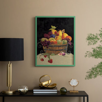 «Fruit Basket I Revisit», reproduction encadrée - bois massif