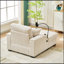 Chaise longue surdimensionnée avec repose-pieds et rangement, revêtement en velours côtelé confortable, porte-gobelet, support pour téléphone et port USB pour le salon et la chambre à coucher-1275222993