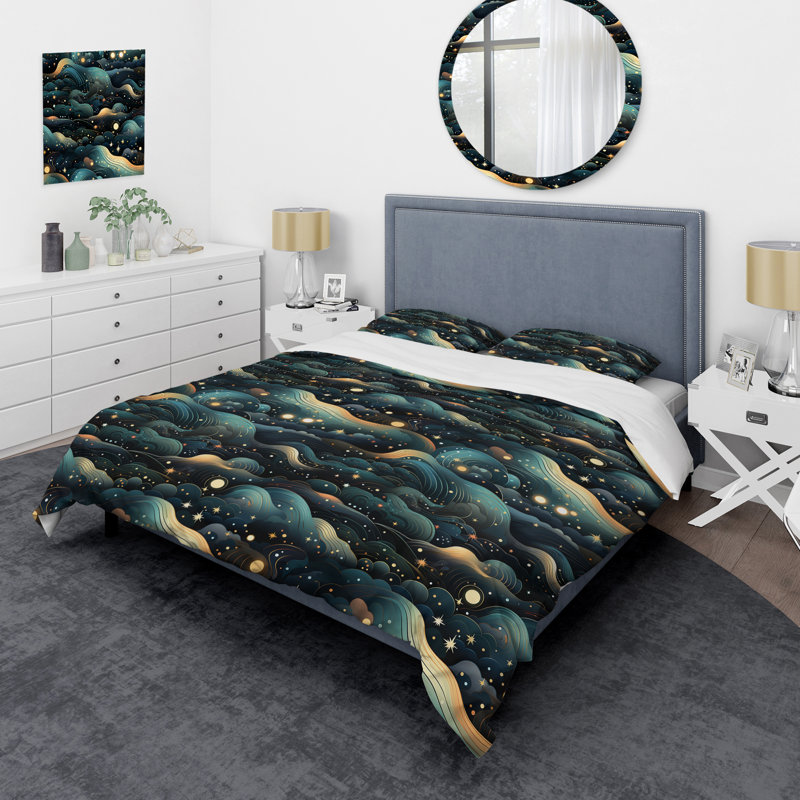 Celestial Dreams Galaxy Pattern VI Polyester Duvet Cover, Twin Duvet Cover + 1 Standard Sham
