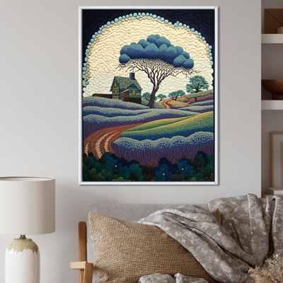 Field of Blossoming Bluebonnets avec arbre sur toile