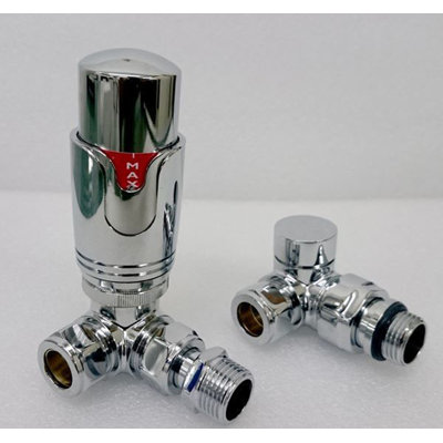 Thermostatic Chrome Corner Radiator Valve Set