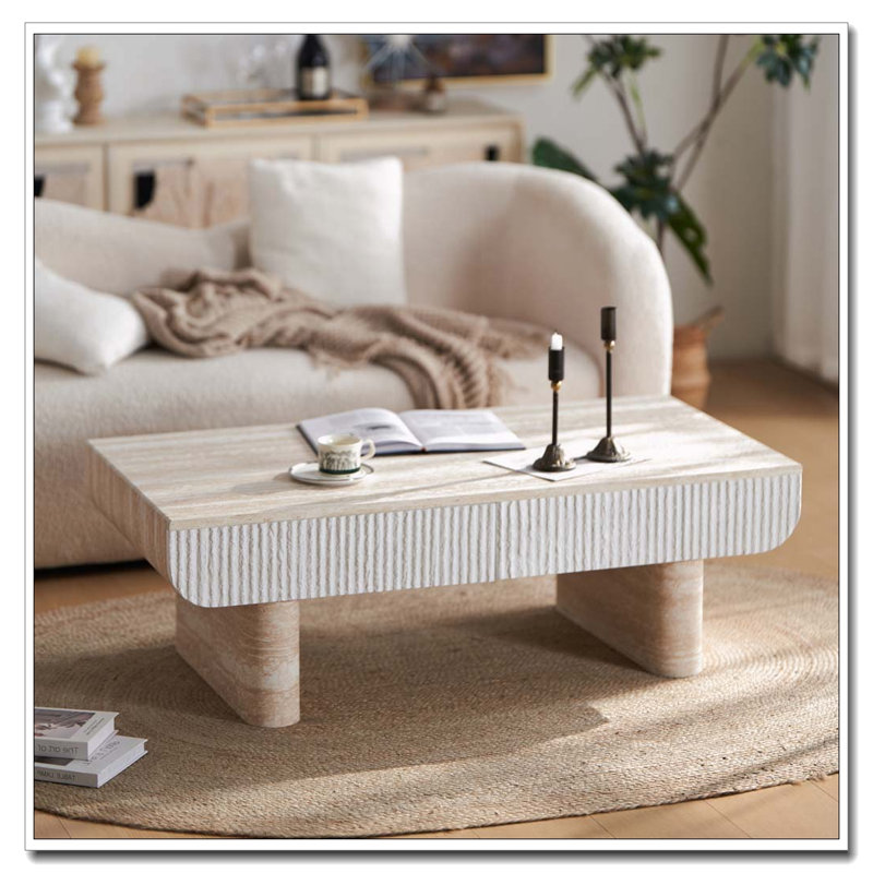 Table basse avec tiroir cannelé, table basse de salon