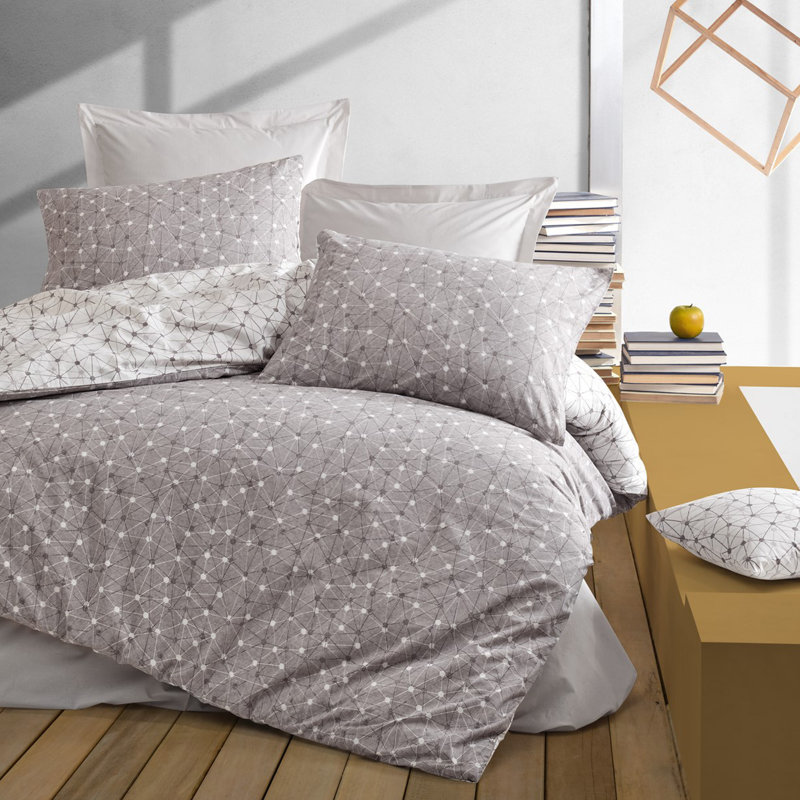 Ensemble de housse de couette 100% coton 4 pièces DUVET COVER, Housse de couette double + 1 drap + 2 taies d'orei