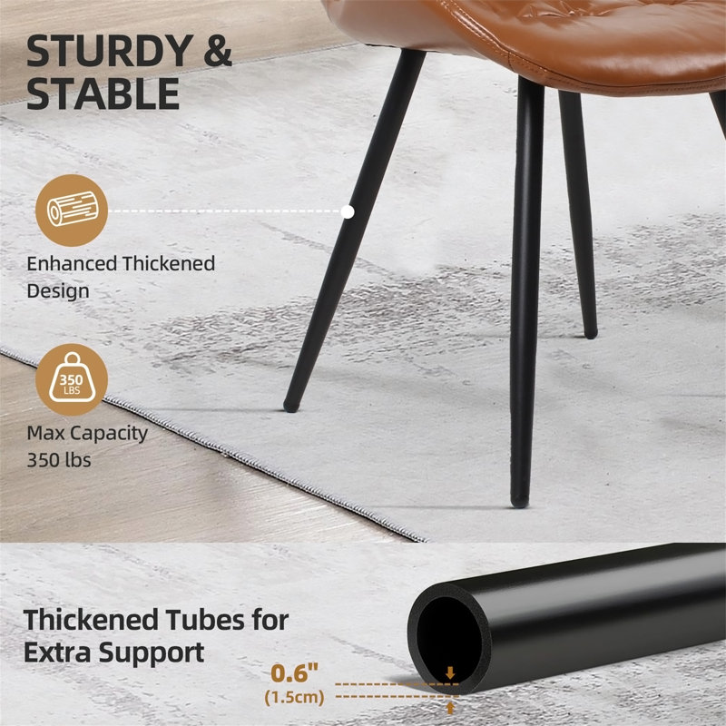 Chaise ergonomique avec structure en bois d'hévéa recouverte de cuir synthétique de polyuréthane, Brun, Brown