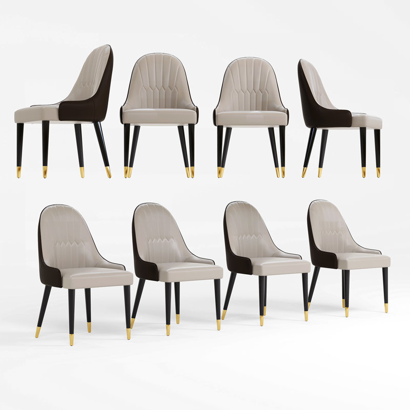 Chaise d'appoint rembourrée en similicuir Frania, Brun foncé / Beige, 8