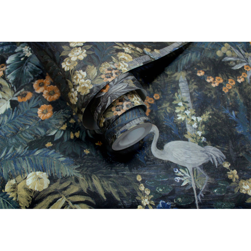 Atglen 33' L x 20.8" W Wallpaper Roll, Navy Blue
