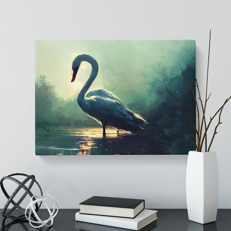 Swan Art Painting Vol.4 - Wrapped Canvas, 40cm H x 60cm W x 3cm D