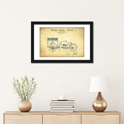 William S. Harley Three Wheel Truck Patent Sketch (Vintage) by Aged Pixel - Gallery-Wrapped Canvas Giclée
