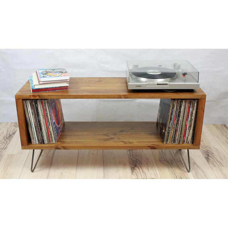 Pine Solid Wood and Steel 59 cm H Multimedia Storage