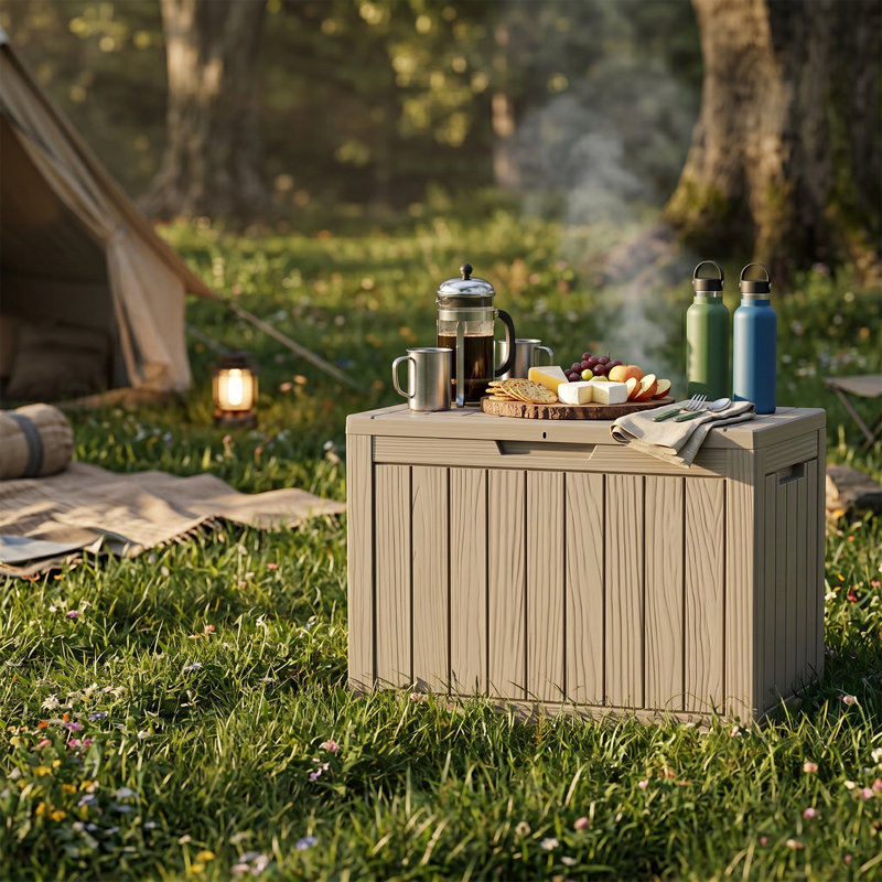Boîte de rangement pour terrasse 45 po, 45 Gallons Water Resistant Grey Resin Storage Box