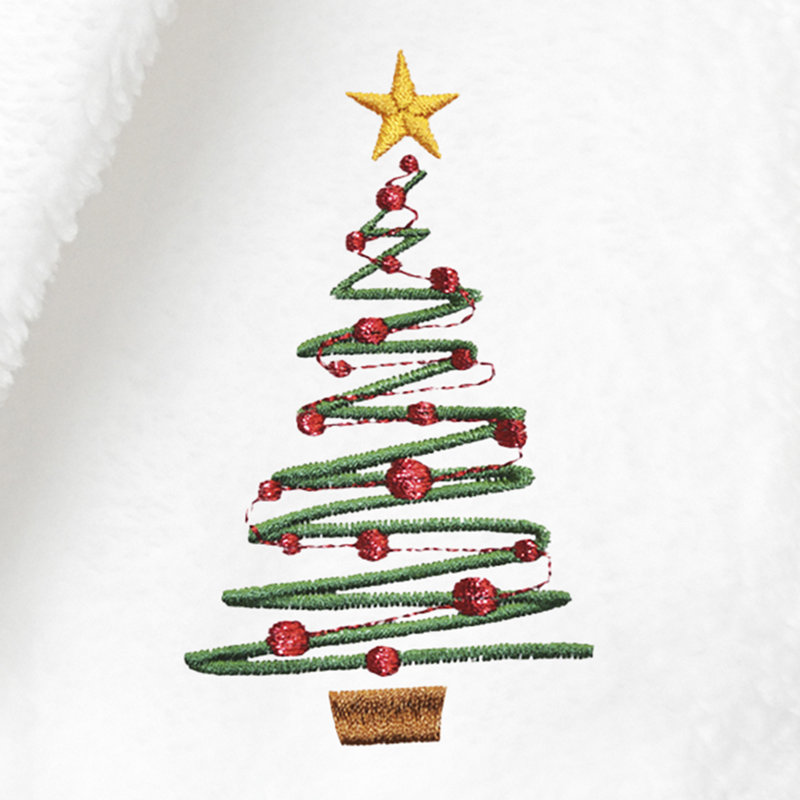 Peignoir à capuche double 100% polyester Linum Kids - Arbre de Noël, Blanc, L