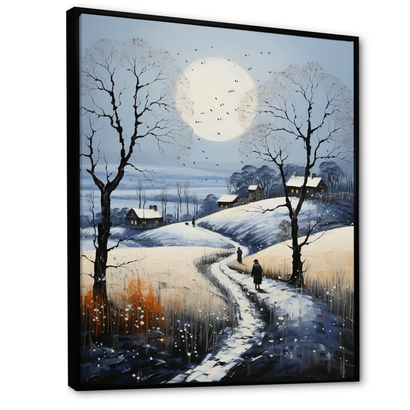 " Countryside Snowy Minimalism Winter I ", Black Framed, 32" H x 24" W x 1" D