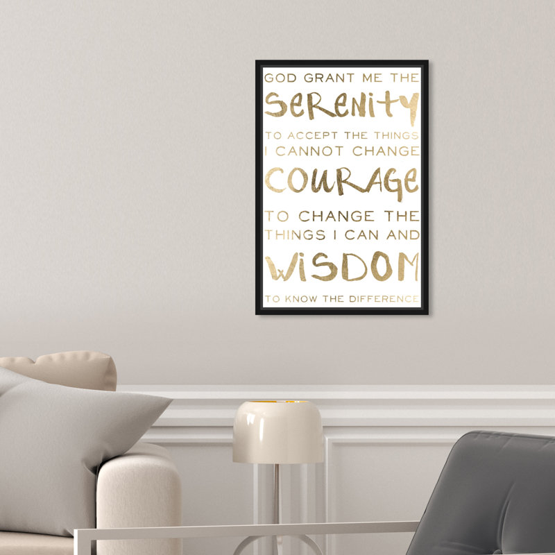 Serenity " Serenity Prayer And Courage Motivation ", Black Framed, 16" H x 11" W