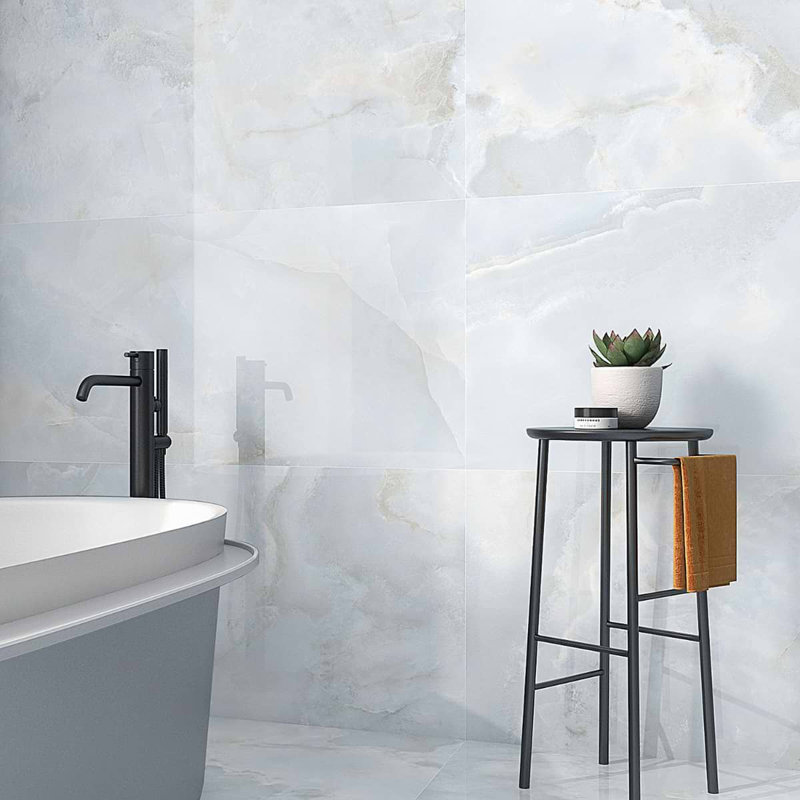 Jewel Onyx 24X48 Polished Porcelain Tile, Pearl