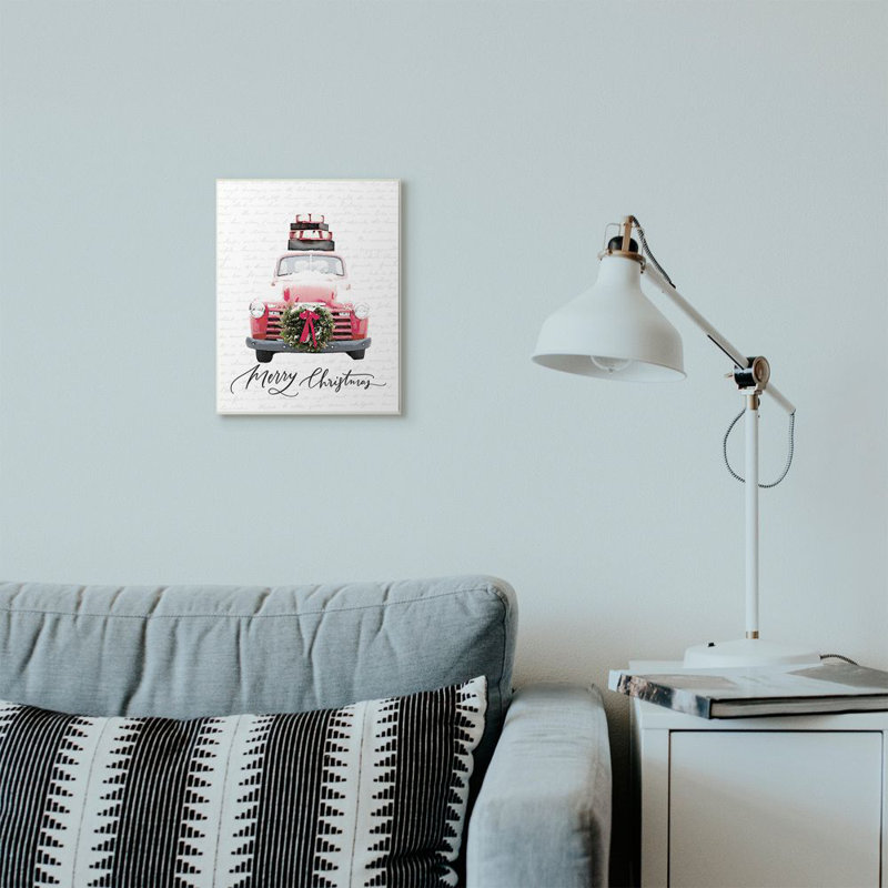 «Merry Christmas Red Truck», impression, H 15 po x l 10 po, Plaque en bois